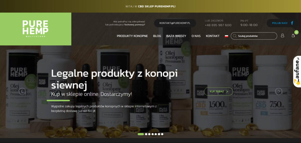 seo portfolio: sklep cbd purehemp.pl gdzie robię SEO, content marketing i optymalizację od 2019 roku - OptimusPrime.pl