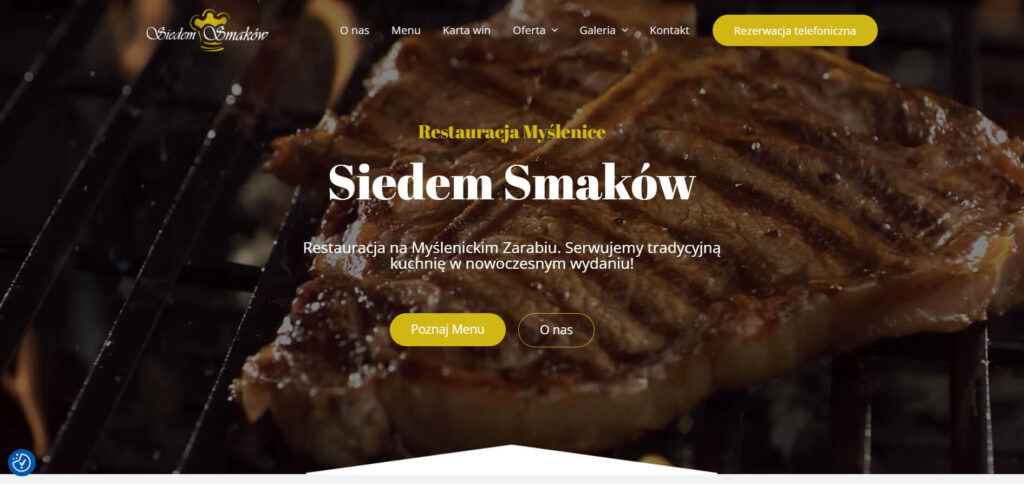 strona www restauracji siedem smaków z Myślenice - projekt, optymalizacja, seo i konsultacje
