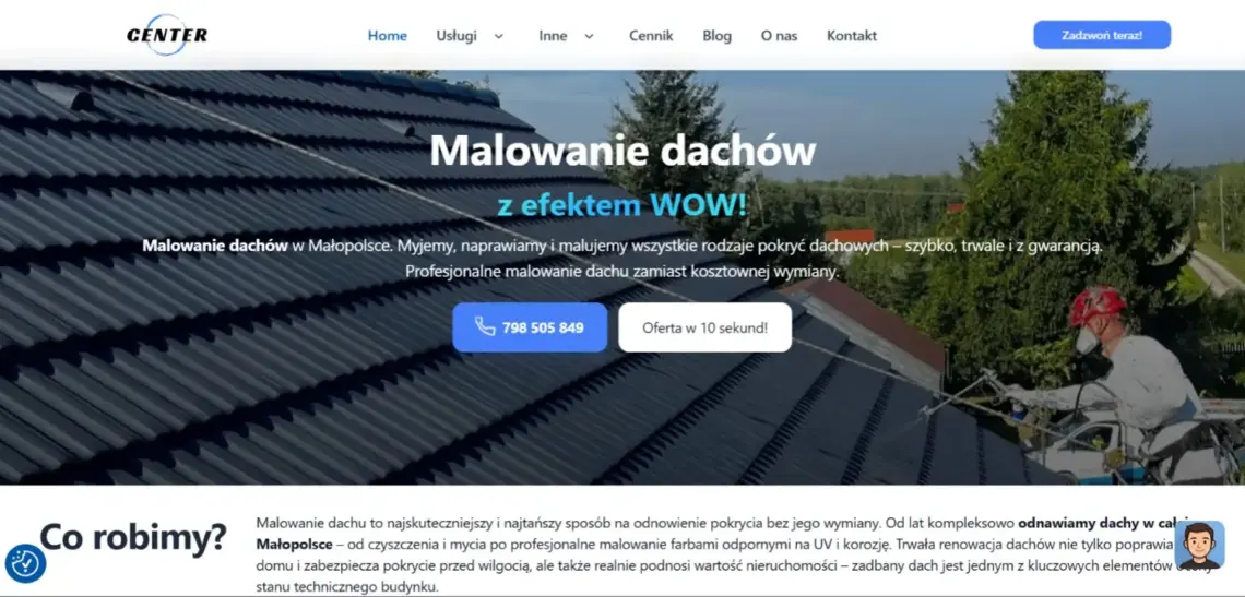 Strona internetowa firmy Center – Malowanie dachów